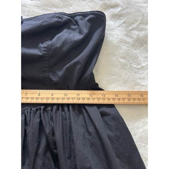 Free People Black Midi Dress Button Front Sweetheart Bodice Tie Back Fit & Flare - Picture 12 of 14